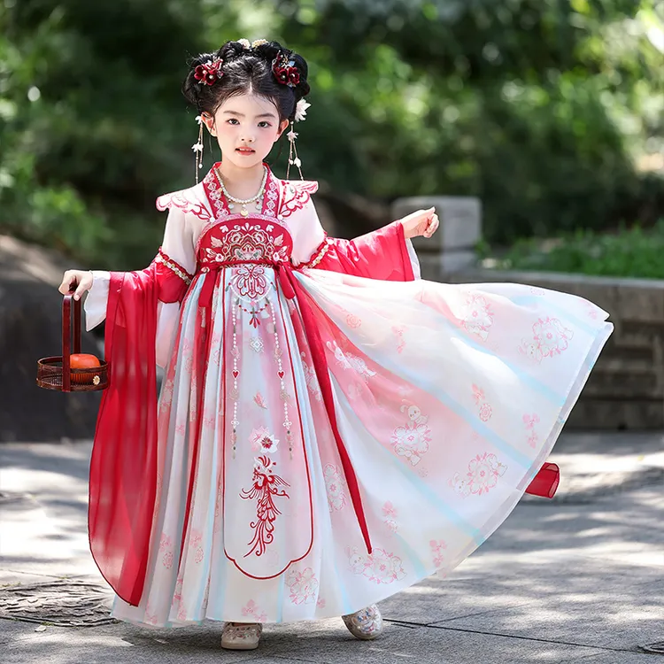 女童2025飘逸传统古典民族汉服仙气夏装中国风唐装襦裙古风裙子