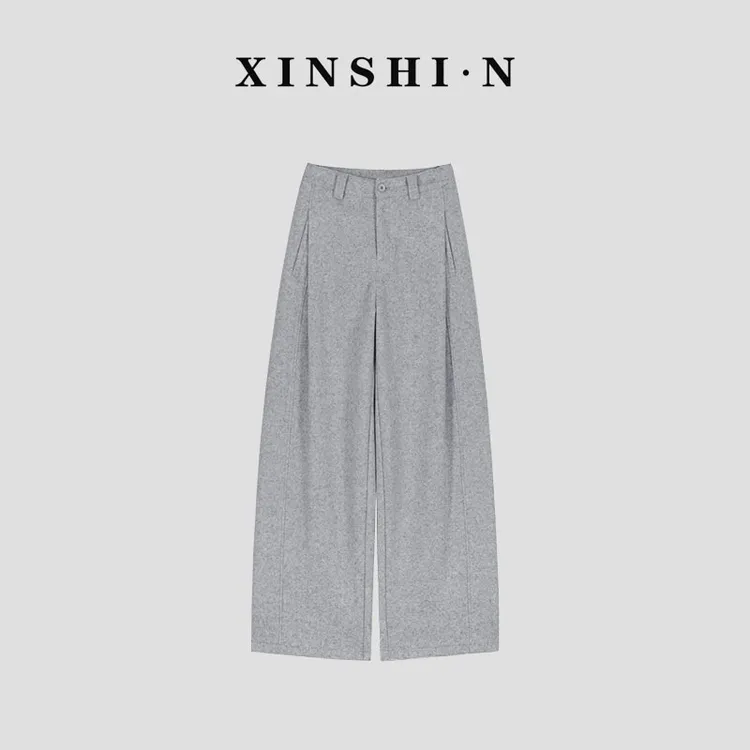 羊毛迷雾裤~冬款加绒加厚休闲裤~宽松垂坠直筒裤阔腿裤女裤子