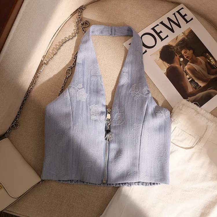 辣妹挂脖吊带背心女夏外穿2025新款性感美背露肩修身显瘦无袖上衣