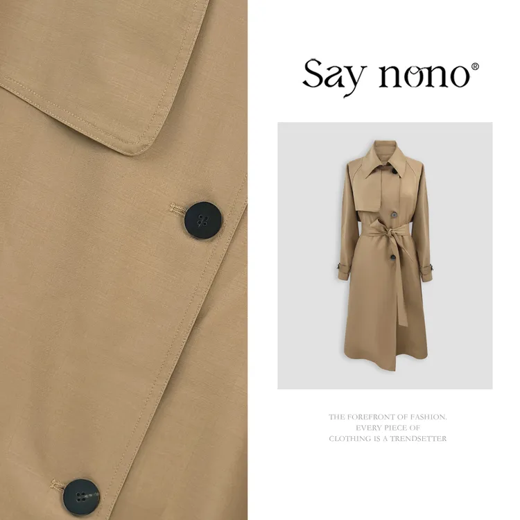 懒猫nono│Saynono 时尚气质休闲风翻领中长款绵羊毛外套X0823Q