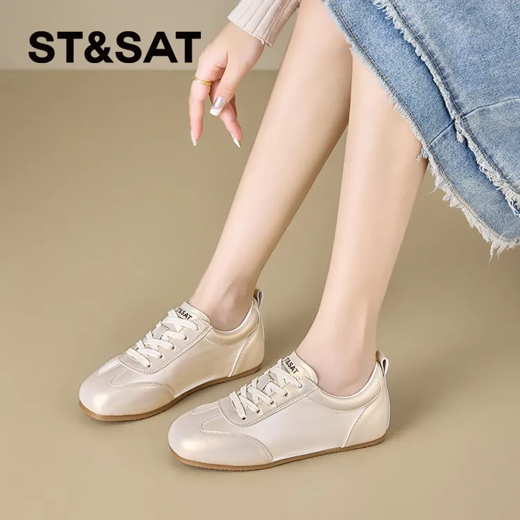 星期六内增高德训鞋女士2025秋季新款轻奢配裙子单鞋流光风休闲鞋
