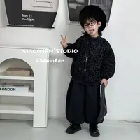 现货~儿童套装棉外套毛裤子2025冬新款韩版男童装宽松宝宝AT982