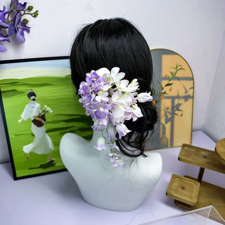 氛围感花朵发夹中式温柔甜美侧边夹流苏发饰旗袍仙女头饰拍照头花