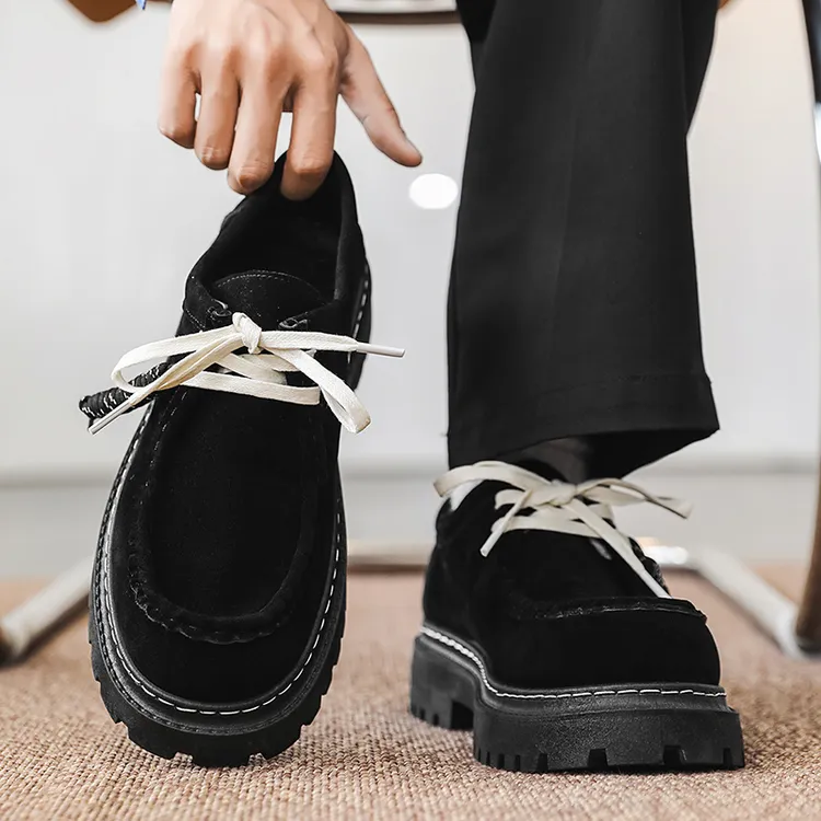 cleanfit德比鞋袋鼠鞋男士秋冬新款复古极简风厚底增高工装勃肯鞋