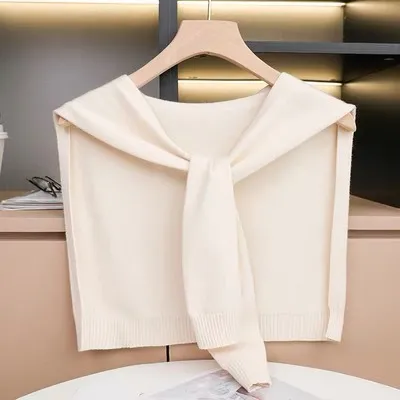 百搭条纹针织披肩坎肩搭配衬衫外搭T恤护颈衬衣小披肩春秋夏季女