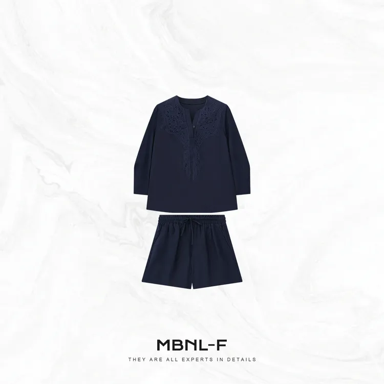 MBNL-F“绣花亚麻套装” 100%进口亚麻高级感套装女 秦磊XM-XTZ6186