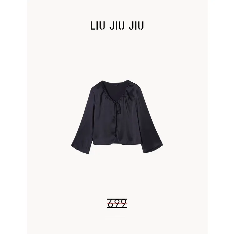 LIUJIUJIU 法式不规则裁剪设计风长袖短款时尚减龄衬衫CS4520L