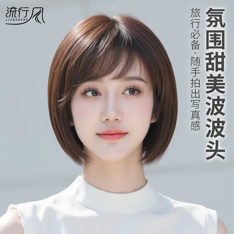 假发女款全头套波波头短发推荐2025夏季减龄全真发夏天专用免发网