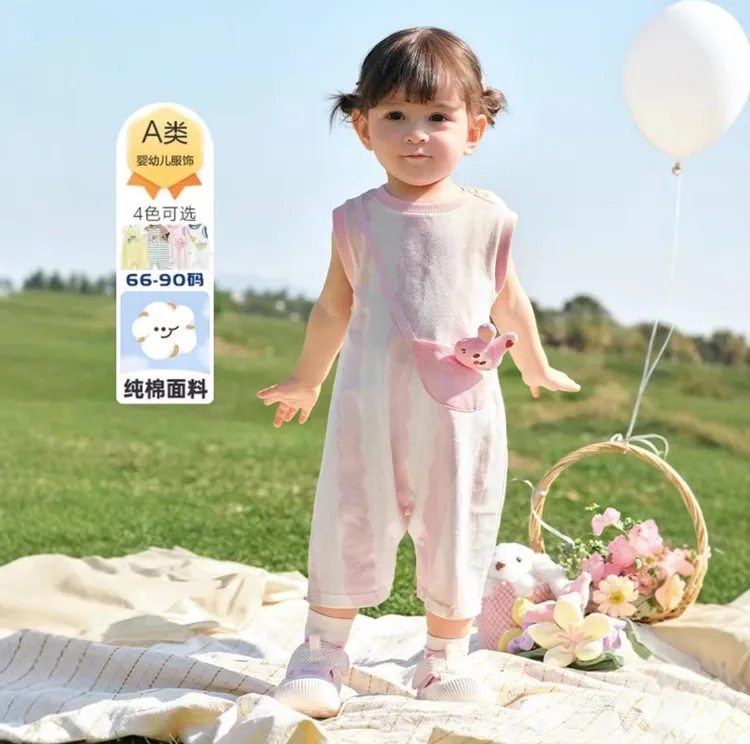 品牌折扣婴幼儿连体衣夏季新款男女小宝宝户外短袖纯棉爬服哈衣