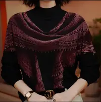 5037-洋气保暖长袖法式印花半高领冬季高领时尚