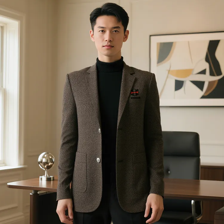 2025春季男士商务休闲西服纯色帅气小西装中年青年男外套一件代发