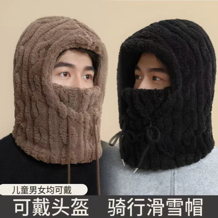 包头帽骑行圆顶包头冬季帽子极简风头巾帽加厚防风帽