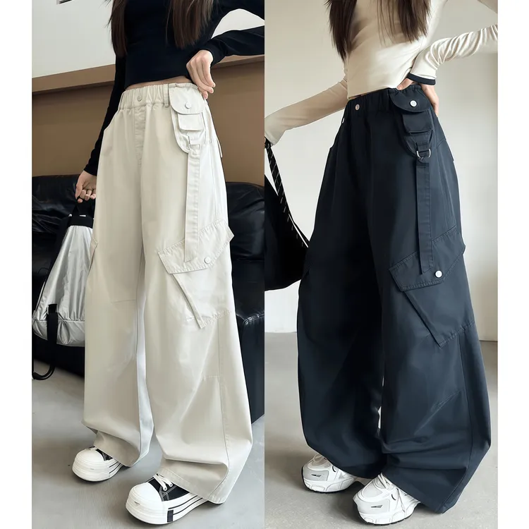 女童春秋季弯刀裤子初中生大童工装裤儿童秋装潮酷阔腿长裤6-12岁