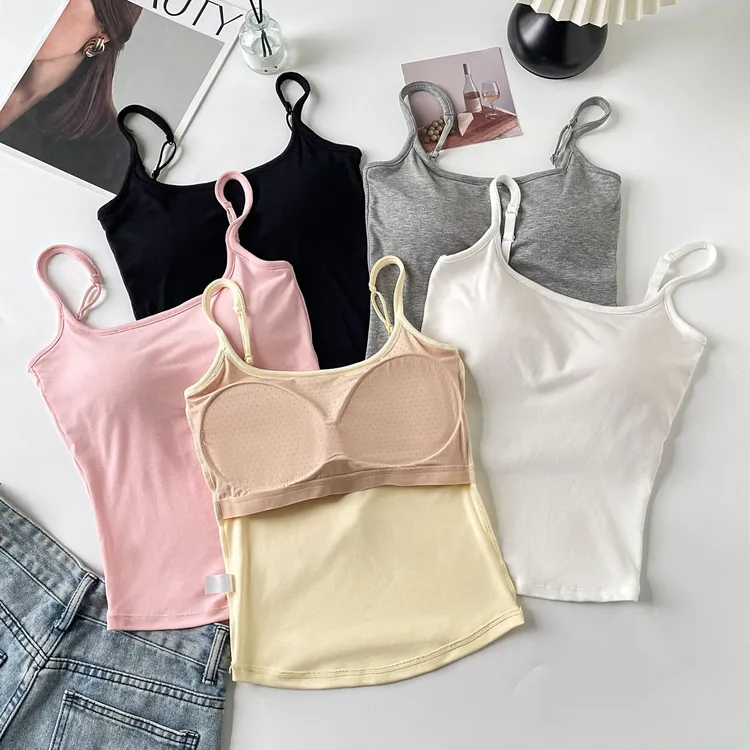 燕莉安【隐形粉底液】新款简约内搭可调节肩带辣妹带胸垫背心吊带