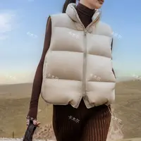 高品质立领95白鸭绒女短款双拉链羽绒马甲
