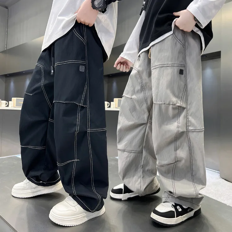 男童裤子春秋中大童秋装休闲工装长裤男孩2025新款宽松阔腿裤童装