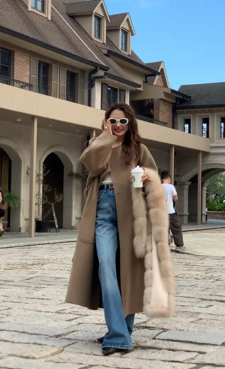 Singularity Me 10A25C 605 绵羊毛山羊绒圆领奢简约长款大衣外套