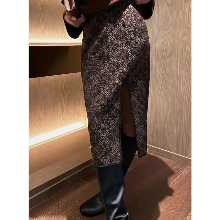 AME  海棠半裙  中古系列色织羊毛混纺柔糯挺括半身裙ZD11BZYL872