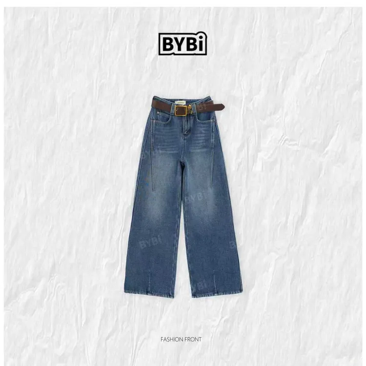 Barbie Siyu【刚需裤】26628冬季加绒显瘦法式休闲直筒牛仔裤