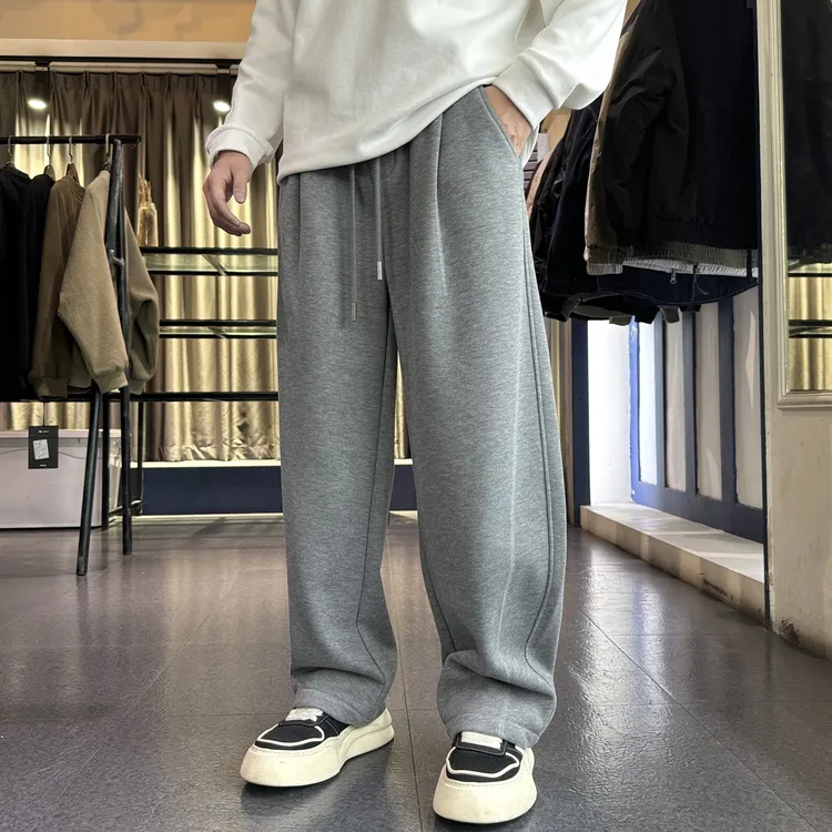 KP-X羊毛醋酸弯刀裤亲肤柔软重磅加绒秋冬保暖立裁百搭男士休闲裤