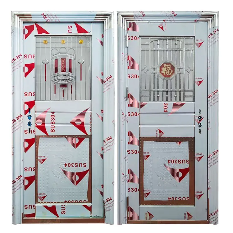 加厚304不锈钢单门防盗门自建房别墅进户门阳台门不锈钢门单门