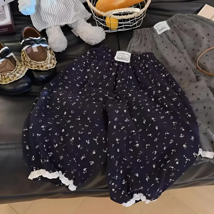 女童秋季新款2025洋气百搭碎花灯笼裤中小童时髦宽松百搭休闲裤子