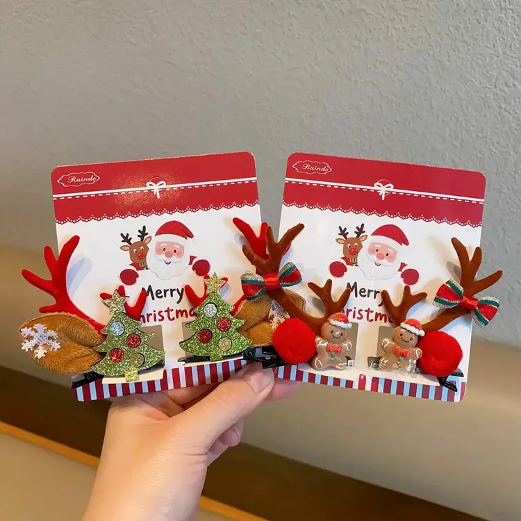 【圣诞鹿角对夹】可爱圣诞节鹿角发夹卡通鹿耳朵顶夹儿童节日演出发