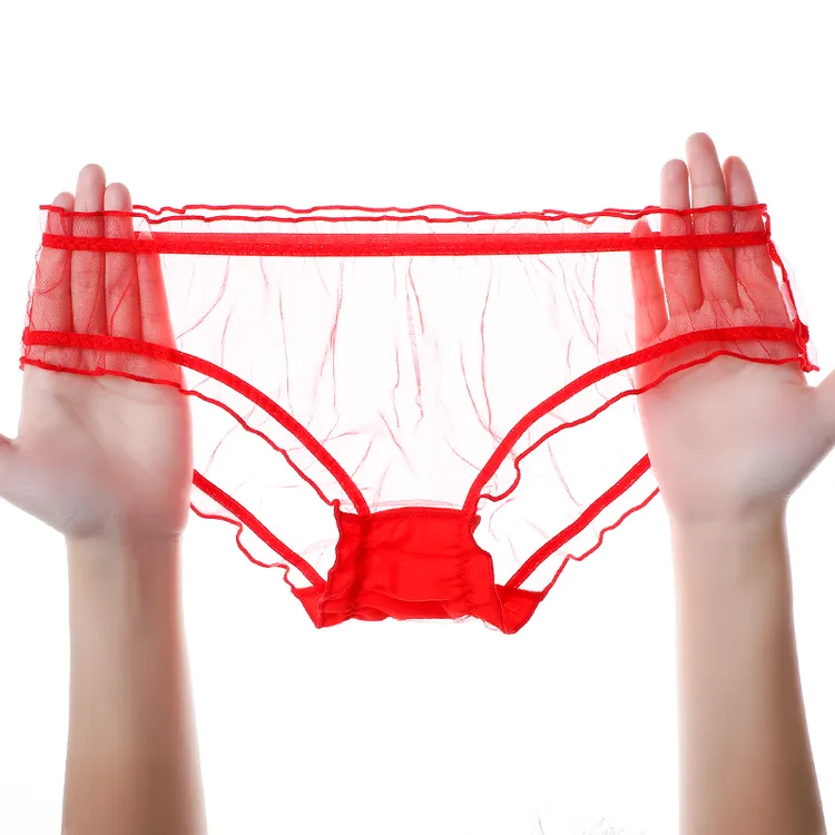 蕾丝内裤女透明网纱高弹力内裤棉裆女士内裤夏季薄款性感三角裤头