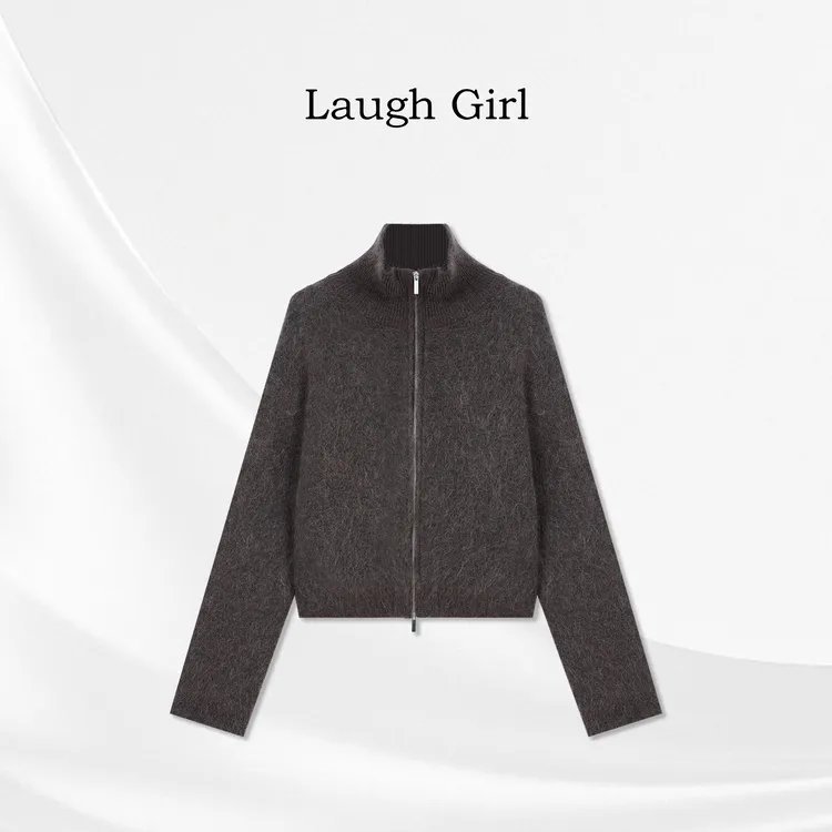 楚楚君 Laugh girl【云朵毛衣】立领双拉链绒感毛衣开衫WL531177J