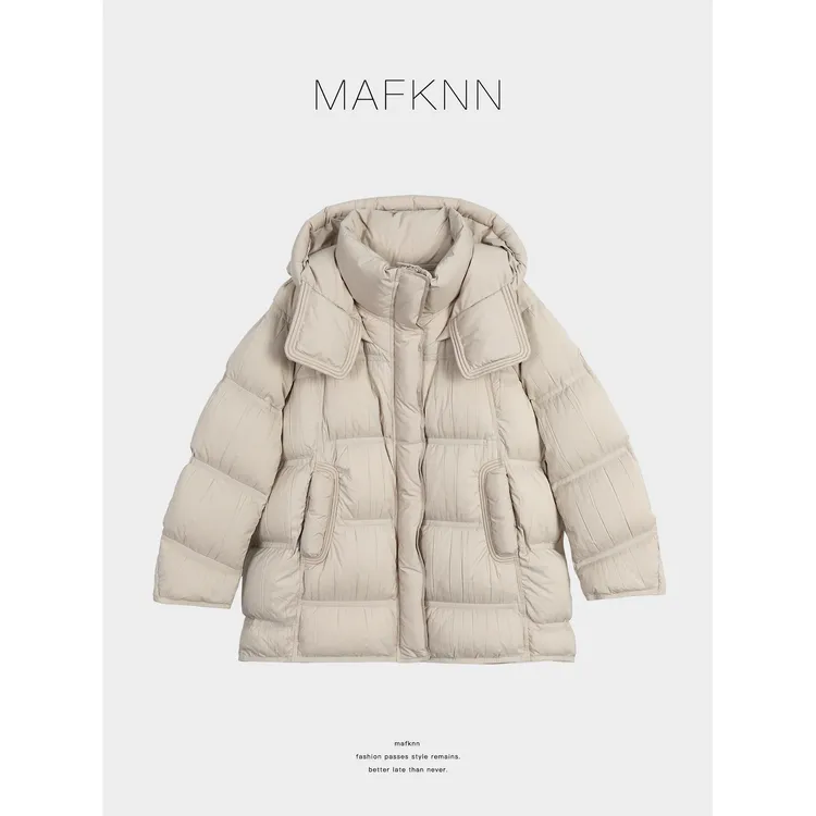 MAFKNN/玛肯时尚休闲简约纯色百搭白鸭绒羽绒服MK13787