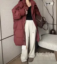 Manmi   刺绣标长款连帽棉服外套  1831