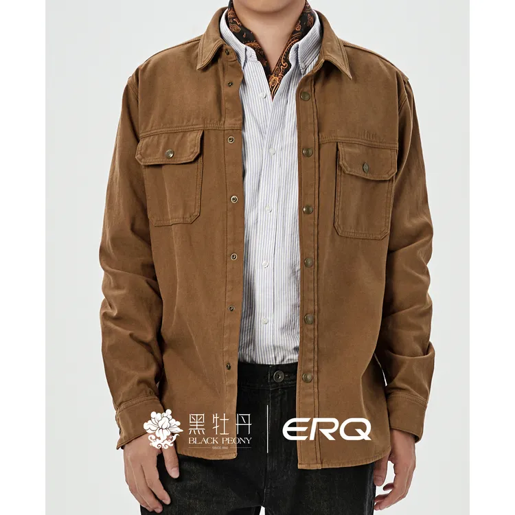 ERQ[美式工装]男士翻领衬衫夹克外套长袖休闲复古户外秋季经典
