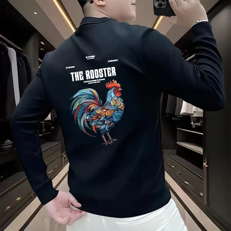 潮牌轻奢爆款炸街小众通勤男士ins加绒加厚打底衫新款百搭上衣服