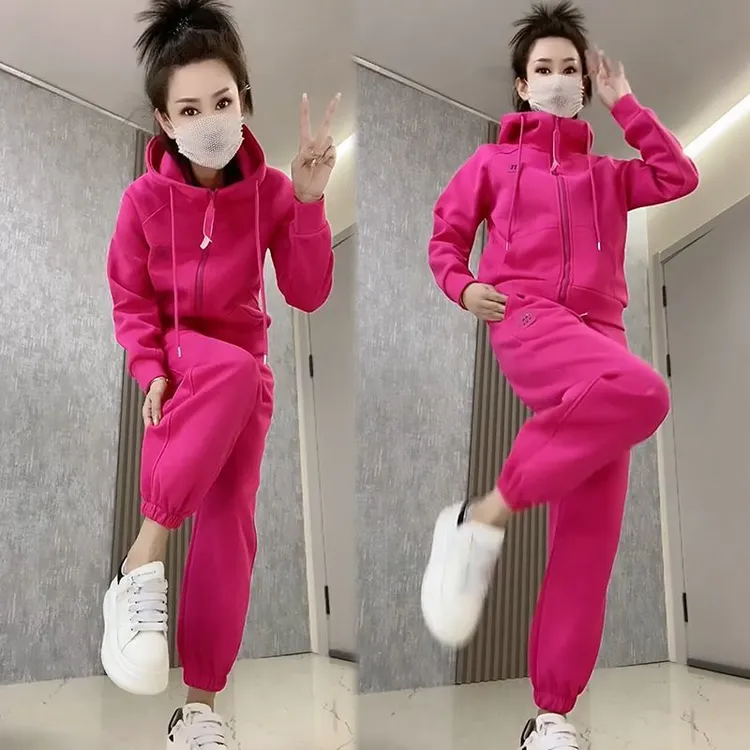 时尚春季休闲套装女2025新款大码宽松洋气网红减龄显瘦卫衣两件套