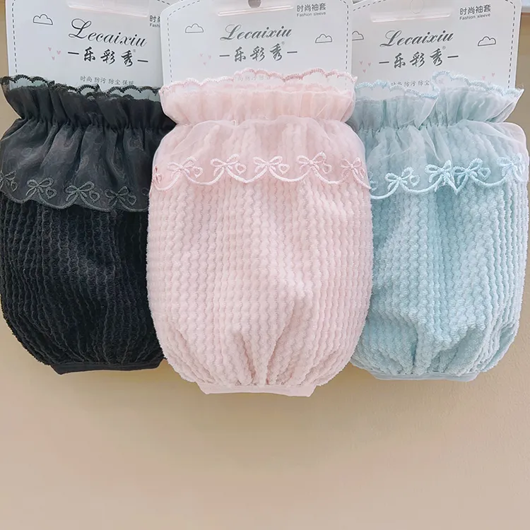 新款花边毛绒袖套短款羽绒服护袖韩版百搭洋气袖头女冬季防脏套袖