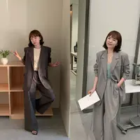 J-26797#抹茶#韩系经典双排扣口袋休闲西装（福利）