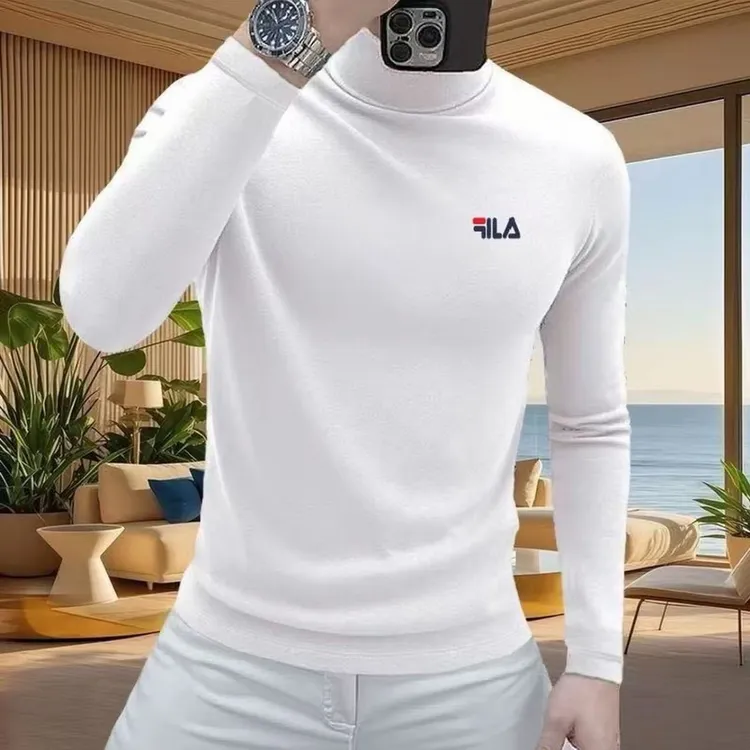 潮牌双面德绒打底衫男半高领秋冬季时尚百搭内搭保暖上衣重磅长袖