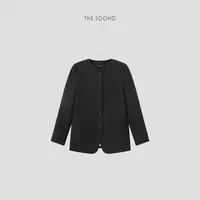 THESOONG|"极简溯源"羊毛精工立裁手工缝扣无领西装外套HWWT7467