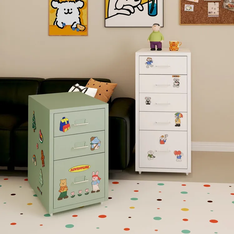 海尔默抽屉移动斗柜收纳柜铁皮加厚家用桌下置物柜夹缝可移动矮柜