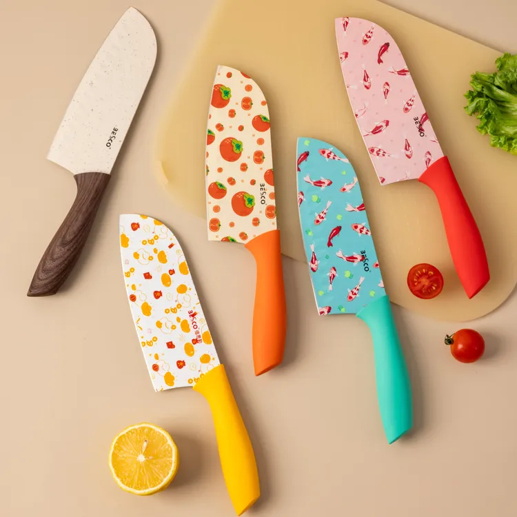 BESCO倍思勒元宝卡通印花蔬果刀不锈钢水果刀厨房宝宝辅食小道具