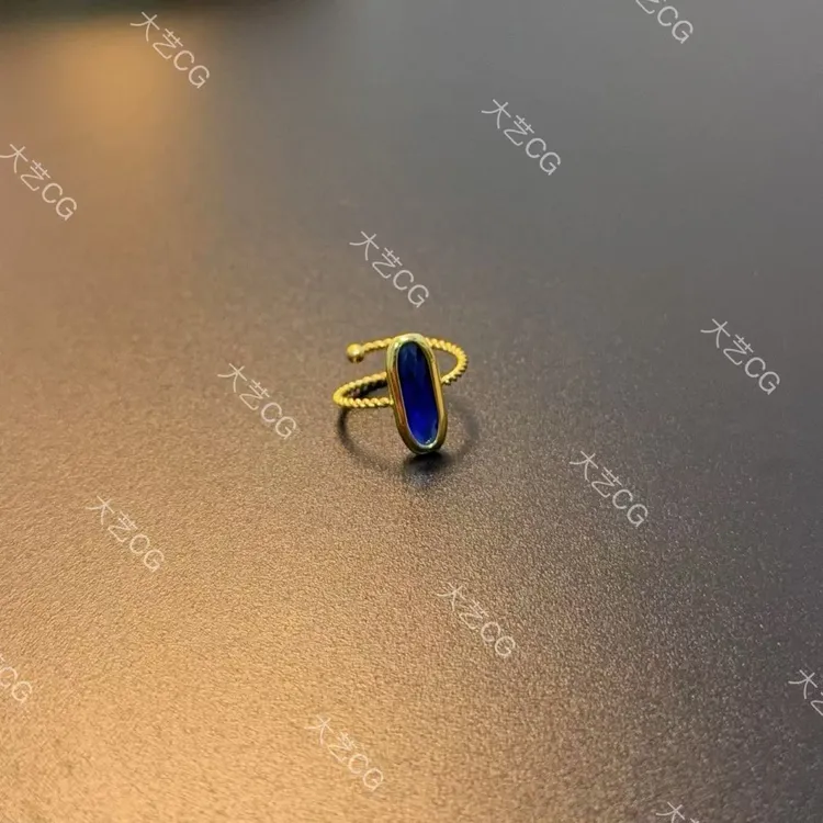 合金锆石戒指 蓝色超细戒指正反可戴彩色可调节指环RICus 0425