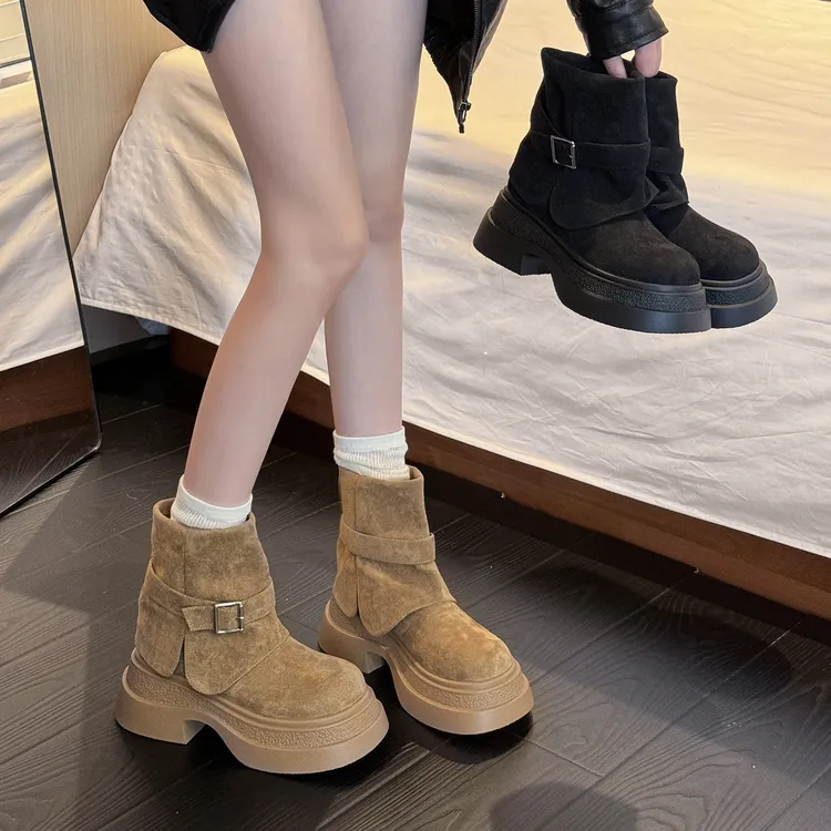 贾不假马丁靴女款2025新款秋季小个子复古百搭废土风显瘦厚底靴子