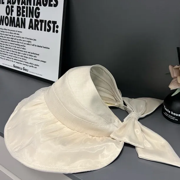 空顶蝴蝶结夏季大檐女遮阳帽帽子渔夫帽大帽公主风