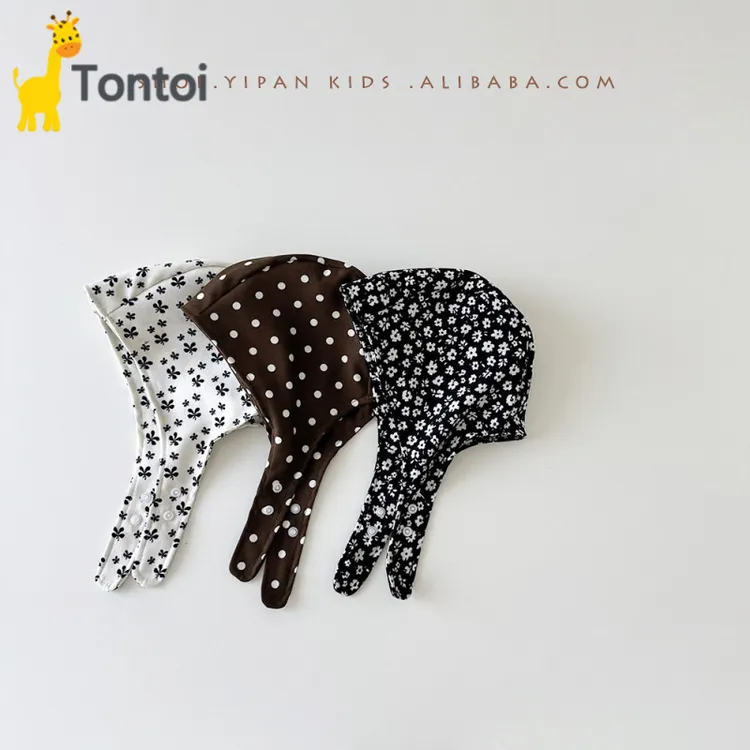 童泰 婴儿帽子秋冬新款2025波点系带胎帽女宝宝纽扣萝莉帽