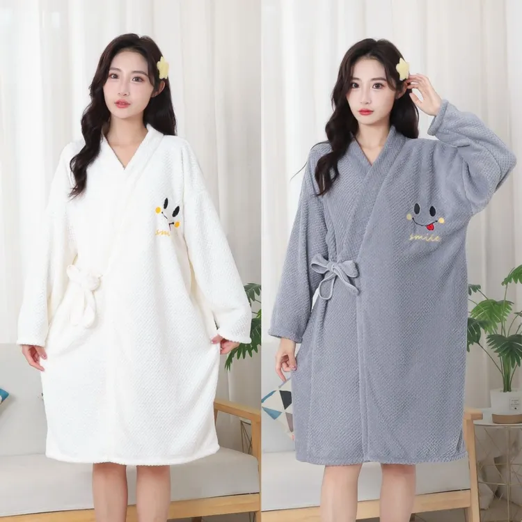 浴巾浴裙成人浴袍吸水速干加厚新款男女情侣睡袍长款洗澡居家衣LW