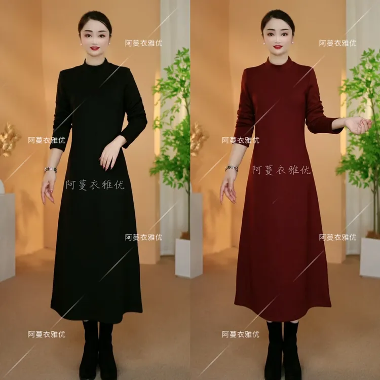 【衣雅严选】8232-2473#正版加厚软精纺空气层气质打底外穿连衣裙