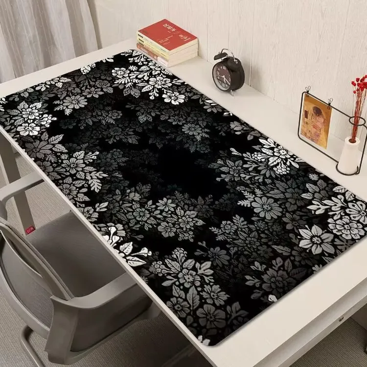 极简纹理鼠标垫深景印花黑色超大号渐变高级感办公桌垫游戏键盘垫