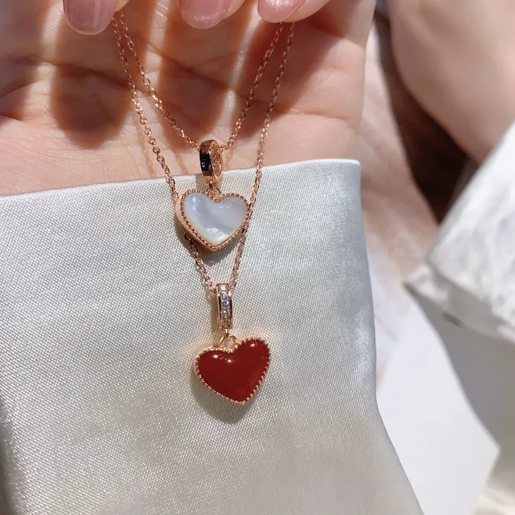 链子925银 爆款爱心双面高级感轻奢温柔气质饰品锁骨链轻奢项链