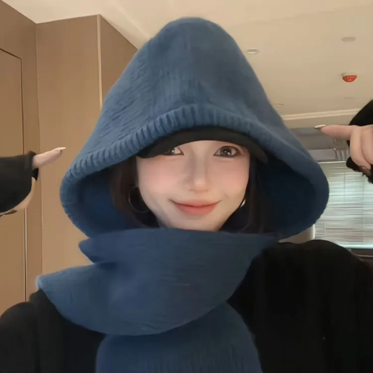 羊毛混纺新款巴拉克拉法帽韩版百搭针织帽女秋冬保暖冬天毛线帽子