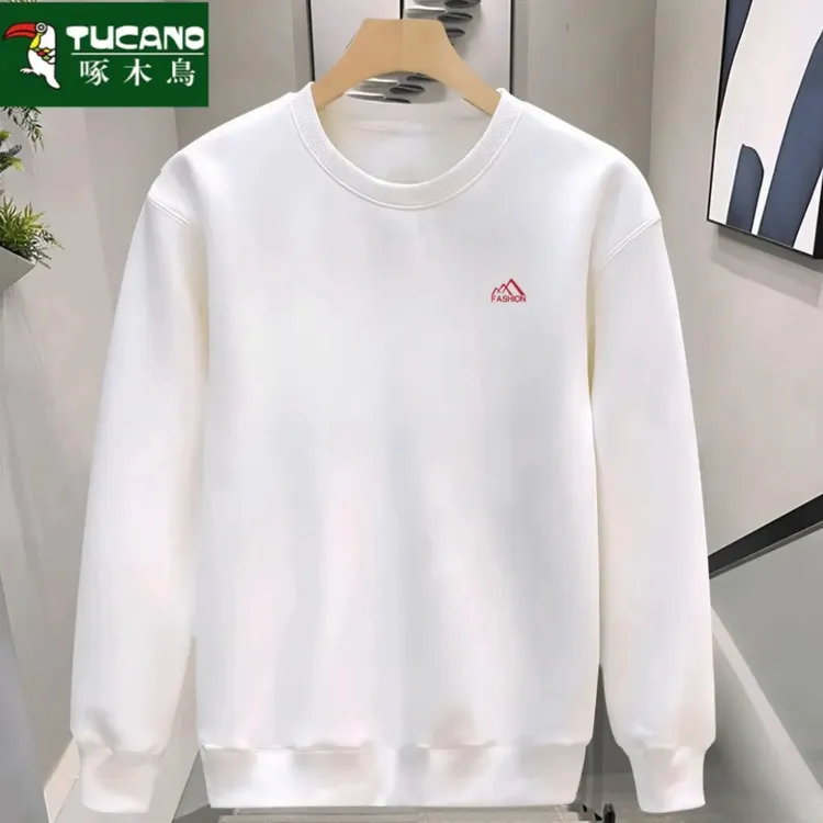 啄木鸟重磅卫衣男秋冬圆领潮流百搭时尚青年宽松套头上衣情侣上衣